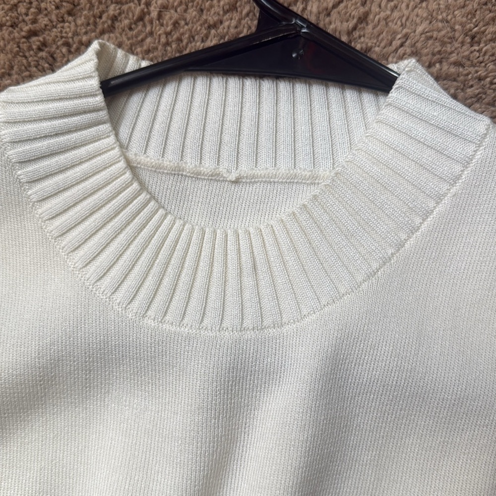 EUC Women's Commense Size XS Contrast Trim Mini Skirt Set Cream White Black - Picture 3 of 9